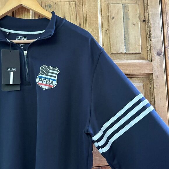 Men's NWT Adidas Golf Climalite Size XL Navy Blue Quarter Zip Pullover NOVI PFBA - Picture 2 of 10